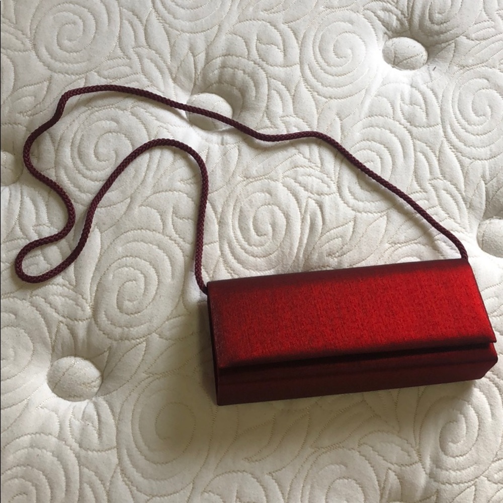 Burgundy Satin Evening Out Clutch
